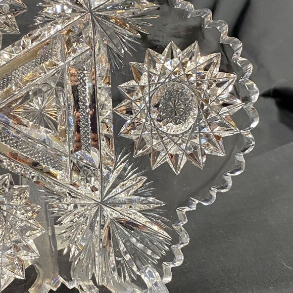 Antique ABP American Brilliant Cut Glass Mayonnaise Plate 6” Dish Serving Piece - Picture 7 of 15